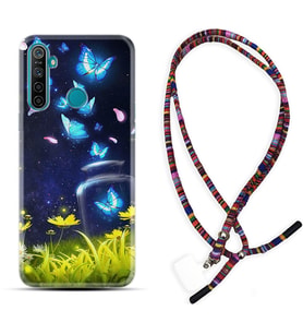 Realme 5i 5 Pro 6i 7 Pro 8 Kılıf Boyun Asklı Rasta Silikon Neon Butterflys 1309