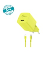 ttec SmartCharger GAN 20W PD Seyahat Hızlı Şarj Aleti + USB-C - Lightning 120cm Kablo Neon