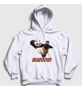 Presmono Unisex Beyaz Skadoosh Kung Fu Panda Kapüşonlu Sweatshirt 467117tt