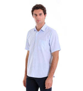 Hatemoğlu A.MAVİ K. Comfort Fit Kareli Pamuklu Slim Yaka Kısa Kol Klasik Gömlek (MAVI-BEYAZ)