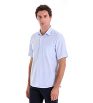 Hatemoğlu A.MAVİ K. Comfort Fit Kareli Pamuklu Slim Yaka Kısa Kol Klasik Gömlek (MAVI-BEYAZ)