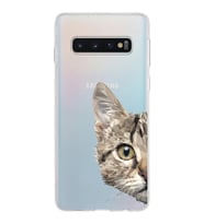 Samsung Galaxy S10 Kapak Catface Tasarımlı Şeffaf Silikon Kılıf