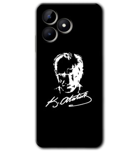 Realme C53 Kılıf HD Desen Baskılı Kılıf - Atatürk Silüet İmza