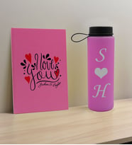 BK Gift Sevgiliye Özel İsimli Pembe Defter ve Cam Matara Hediye Seti-13, Sevgiliye Hediye, Sevgililer Günü, Yeni İş Hediyesi