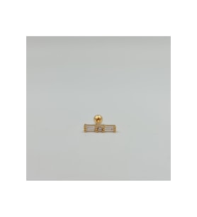 Cerrahi Çelik Taşlı Baget Küpe Tragus Helix Kıkırdak Piercing (Gold)