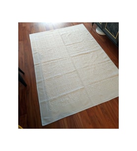 Pamuklu Bukle Lüks Kilim (140x200)-Spiral Düz Krem
