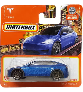 Matchbox - Tesla Model Y - Mbx Metro 3/100 - Hvn74 - Kısa Kart - Mavi Metalik - Superfast Lesney - M (Çok Renkli)