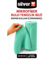 20'li Rulo Mikrofiber Temizlik Bezi 25x30 cm Çok Amaçlı Kopart Kullan Kaliteli Eko Paket-Su Yeşil