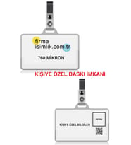PLASTİK YAKA KARTI 760 MİKRON KORUMA KABI DAHİL KİŞİYE ÖZEL