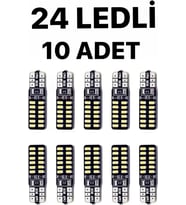 T10 Dipsiz (10 Adet) W5W 24 Ledli Canbus Beyaz Park Plaka Ampulü