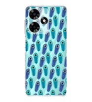 PrintiFy İnfinix Hot 30i ile Uyumlu Nazar Boncuğu 4 Baskılı Kamera Korumalı Şeffaf Silikon Kılıf