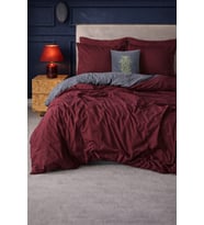 More Home  Çift Kişilik Yorgan Kılıfı + Yastık Kılıfı  Bordo-Antrasit