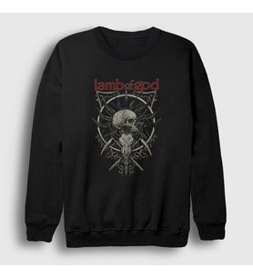 Presmono Unisex Siyah Skull Lamb Of God Sweatshirt 94713tt