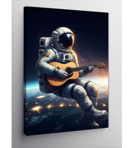 Kanvas Tablo Uzayda Gitar Çalan Astronot