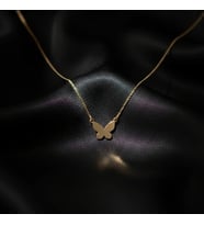 Kişiye Özel 925 Ayar Gümüş Minimal Kelebek Kolye (Gold)