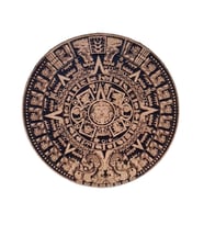 AZTEK MAYA TAKVİMİ Deri PEÇ - Arma - Askeri Patch 8 cm Çap (Bej)