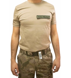 Askeri Subay Tişört - Yeni Tsk Penye Cırt Cırtlı Peç Alanlı T-shirt