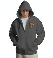 Erkek Toy Poodle Baskılı Oversize Fermuarlı Hoodie (Gri)