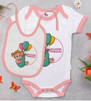 BK Kids Halasının Kızçesi Tasarımlı Pembe Bebek Body Zıbın ve Mama Önlüğü Hediye Seti-1