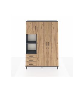 Arges Gardrop 6 Raflı 3 Çekmeceli Tek Askılı 132x30x195 Antrasit-Çam