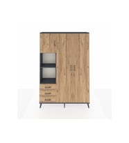 Arges Gardrop 6 Raflı 3 Çekmeceli Tek Askılı 132x30x195 Antrasit-Çam