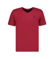 T8568 DEWBERRY V YAKA ERKEK T-SHIRT-KOYU BORDO