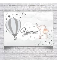 Balon ve Fil Temalı Doğum Günü Afişi
