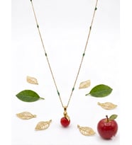925 Ayar Gümüş Papatya Silver Özel El İşi Murano Taşlı Elma Kolye.rose.gold.rodaj Renk Seçeneğiyle