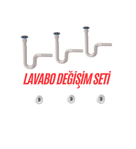 3 adet Sabit Kafalı Sifon 3 adet Conta - Komple ev lavabo değişim seti yüksek kalite