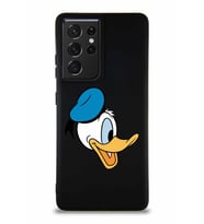 Samsung Galaxy S21 Ultra Soft Premier Kapak Donald Duck-F Tasarımlı Silikon Kılıf - Siyah (Şeffaf)
