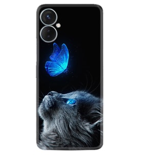 Tecno Spark 9T Kılıf Resimli Desenli Silikon Platinium Series Butterfly Cat 1891