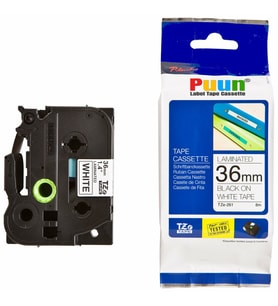 PUUN®Brother P-Touch TZE-261 36MM x 8m Beyaz Üzerine Siyah Muadil Laminasyon Etiket Şeridi (Çok Renkli)