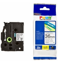 PUUN®Brother P-Touch TZE-261 36MM x 8m Beyaz Üzerine Siyah Muadil Laminasyon Etiket Şeridi (Çok Renkli)