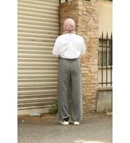 1105-Lastikli Denim Pantolon Gri