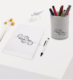 BK Gift Kişiye Özel İsimli Beyaz Defter Kalem ve Kalemlik Hediye Seti - Model 3