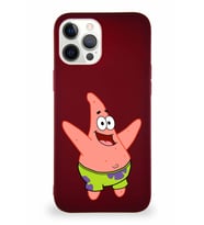Apple iPhone 12 Pro Max Soft Premier Kapak Patrick Yıldız Tasarımlı Silikon Kılıf - Mürdüm (Şeffaf)