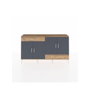 Arges Konsol 5 Raflı 2 Çekmeceli 4 Kapaklı 176x30x99 Çam-Antrasit/Çam