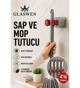 Paspas Süpürge Fırça Ve Mop Askısı Sap Tutucu Mutfak Banyo Askı