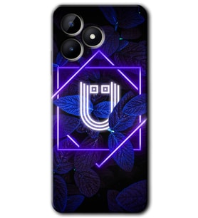 Realme C53 Kılıf HD Desen Baskılı Kılıf - Dark Neon Yaprak Ü Harfi