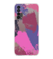 Huawei P Smart 20221 Uyumlu Kamera korumalı Kapak Brushstroke Tasarımlı  Şeffaf Kılıf