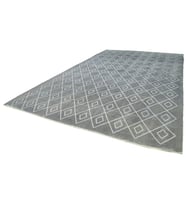 Gri Halı El Dokuma Geometrik Motifli Lüks Salon Halısı Antrasit Gri Yatak Odası Eskitme Vintage