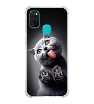 PrintiFy Samsung Galaxy M21 Uyumlu Kedi 2 Baskılı Şeffaf Köşe Korumalı Antişok Kılıf