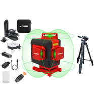 KOBB KBL35GTP Profesyonel Li-ion Şarjlı 4X360⁰ Otomatik Hizalamalı Yeşil Çapraz Çizgi Lazer Distomat+Tripod