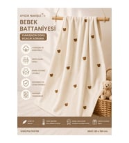 Ayıcık Nakışlı Pelüş Bebek Battaniyesi 90x100 – Yumuşak Dokulu, Sıcacık Tut