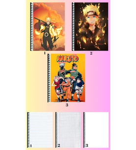 NarutoA4 defter 3 adet çizgili + kareli + çizgisiz büyük boy 21*29 cm süper set