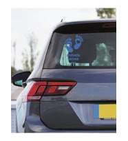 Arabada Bebek Var Kalp Oto Araba Sticker 23CM MAvi Renk