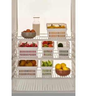 6 lı Buzdolabı Organizeri Düzenleyici Çok Amaçlı Dolap Düzenleyici Beyaz 12x30x14 cm