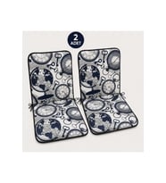 2 Adet Rattan Arkalıklı Sandalye Minderi (Kalınlık 4cm)-Saat Desen Lacivert