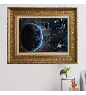 Gold Altın Kalın Çerçeveli Paspartulu Tablo vvb1438