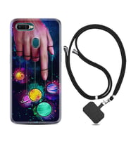Oppo A5S A15 A16 A54 A55 A73 A74 Kılıf Boyun Askılı Silikon Finger planet 1740